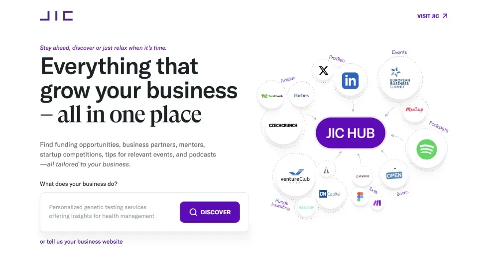 Screenshot projektu JIC HUB